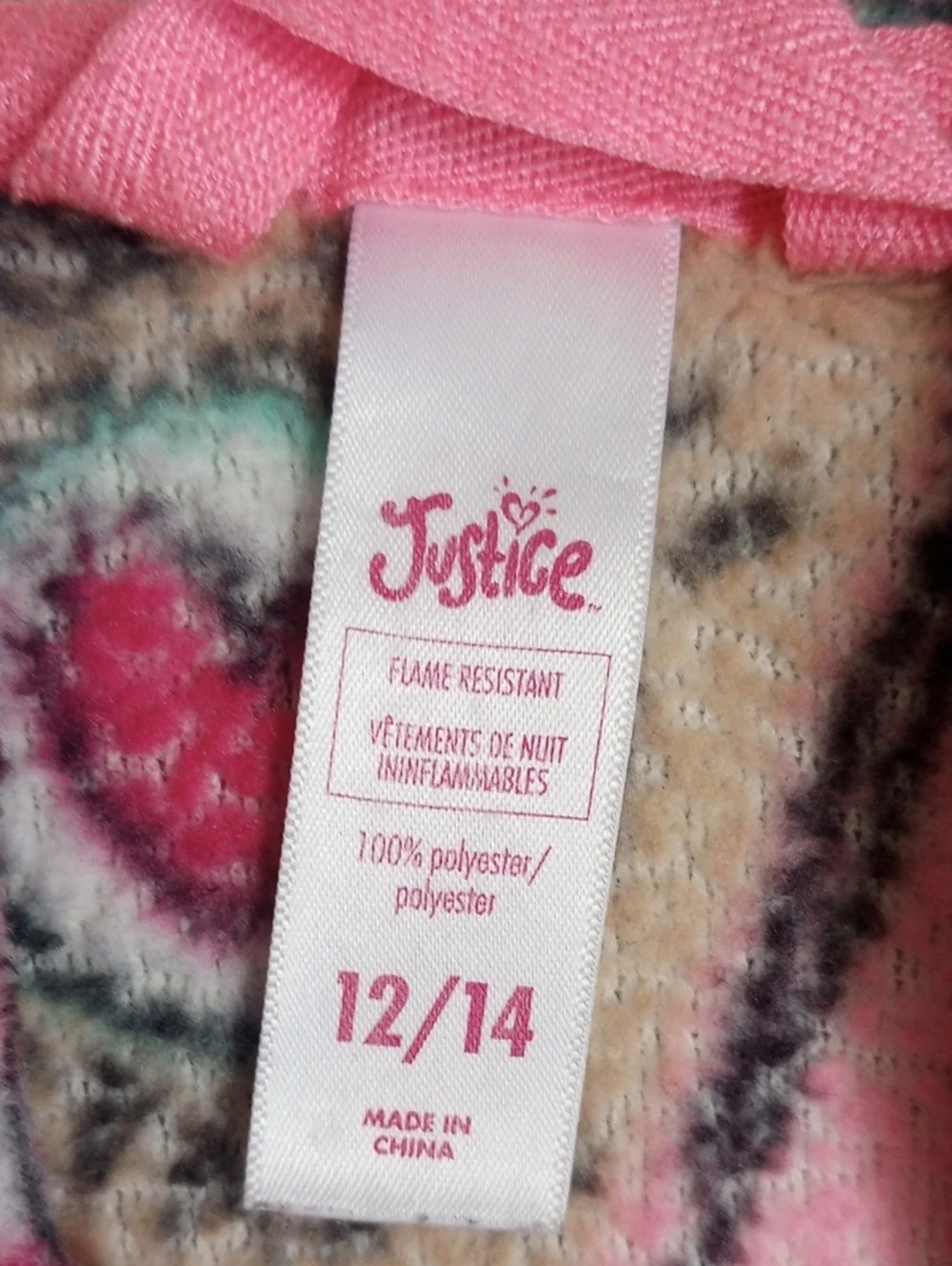 Pink Fleece Hoodie Robe with Coffee & Hearts Print